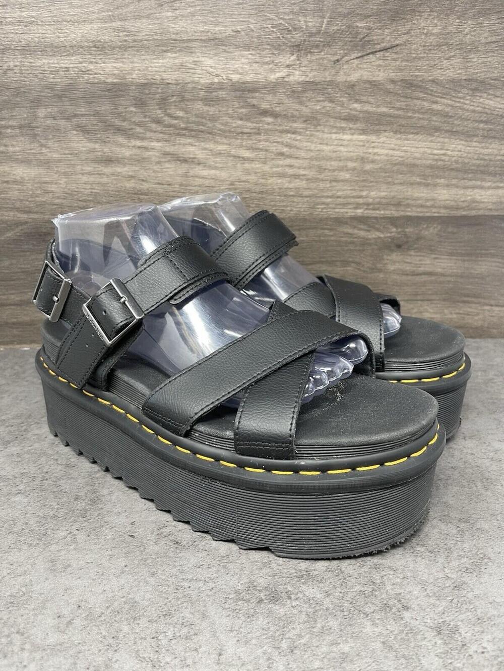 Dr Martens Voss Quad Platform Sandals Womens Size 10 Black Strap - Picture 4 of 11